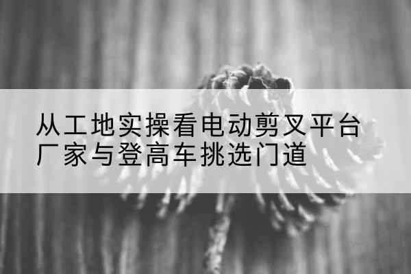 嘉荫电动剪叉升降平台厂家-从工地实操看电动剪叉平台厂家与登高车挑选门道