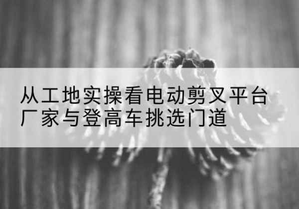 嘉荫电动剪叉升降平台厂家-从工地实操看电动剪叉平台厂家与登高车挑选门道